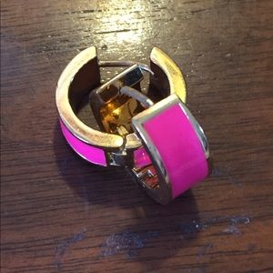 Kate Spade Pink Enamel Bar None Hoop Earring